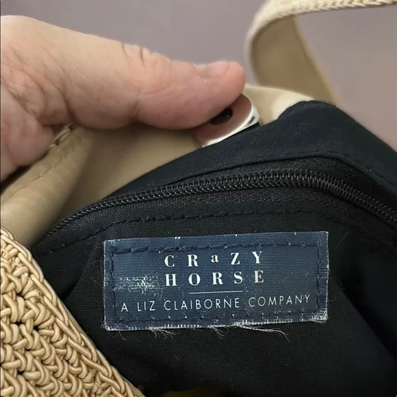 Liz Claiborne Black and Tan Shoulder Bag with Floral Accents - Picture 2 of 7